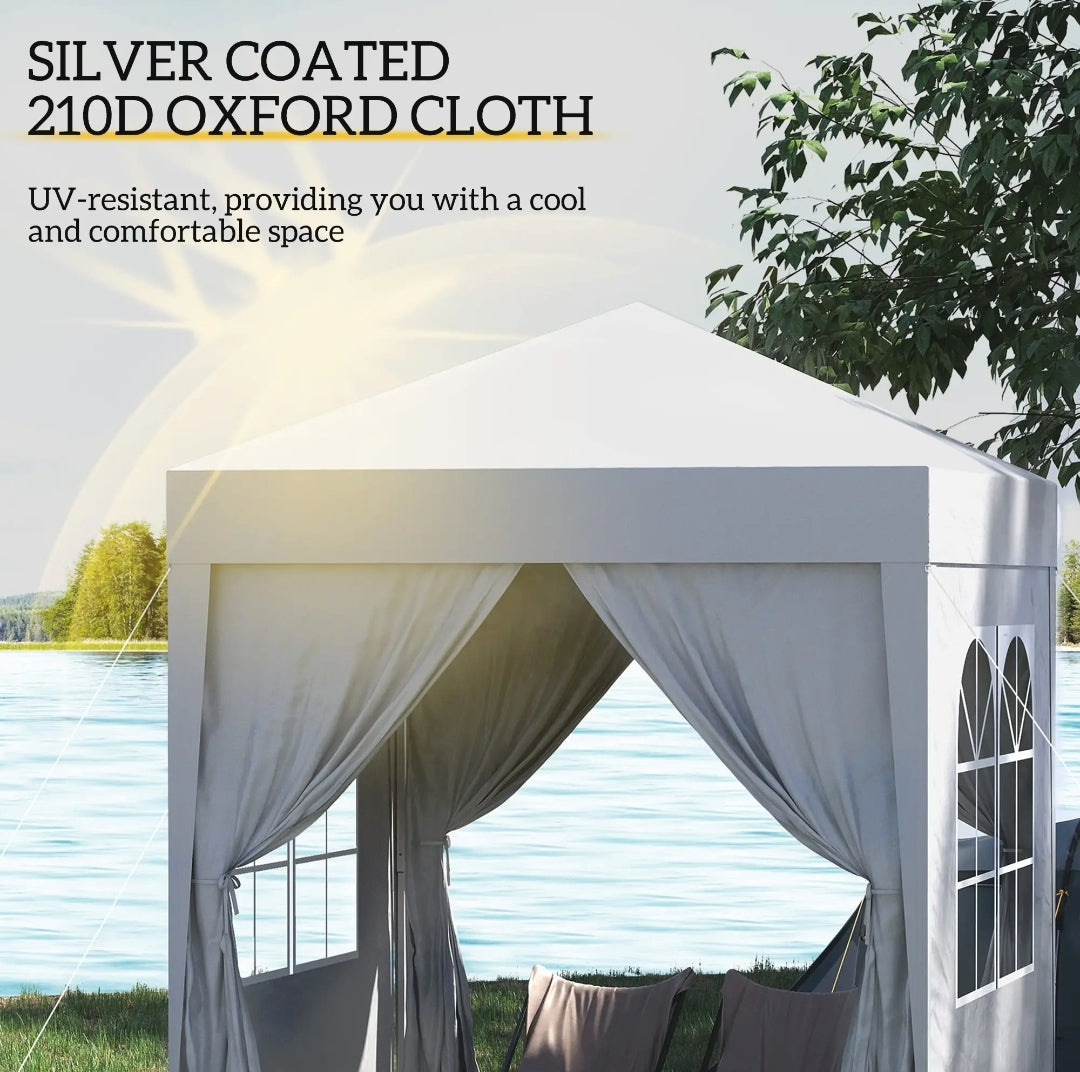 Pop Up Gazebo Canopy with Carry Bag and Side Walls, size (2 x2m)-White