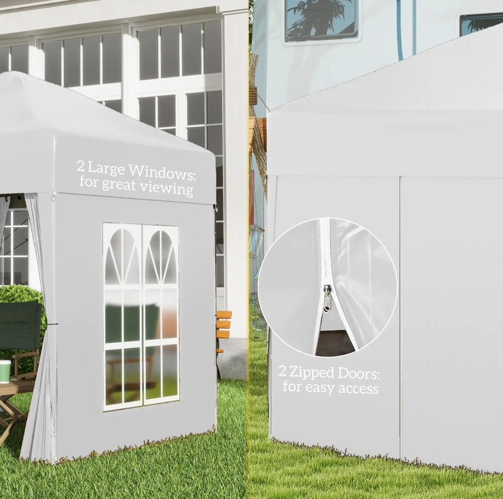 Pop Up Gazebo Canopy with Carry Bag and Side Walls, size (2 x2m)-White
