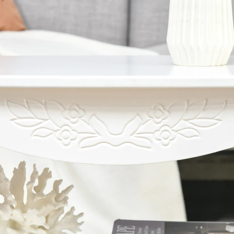 HOMCOM White Coffee Table Wood Cocktail Tea Centre Table with Storage Shelf for Living Room Reception Room, 94L x 44W x 42H cm