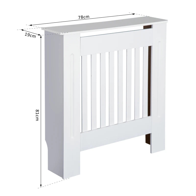 HOMCOM Freestanding Radiator Cover, Vertical Slatted MDF Slim Protective Cabinet Shelving for Radiator, 78L x 19W x 81H