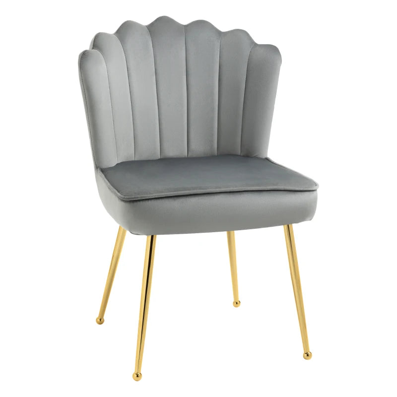 HOMCOM Velvet-Feel Shell Accent Chair - Grey