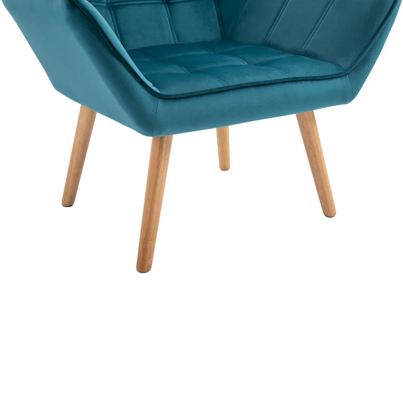 HOMCOM Blue Accent Chair, Velvet, Luxury Iron Frame for Bedroom/Living room