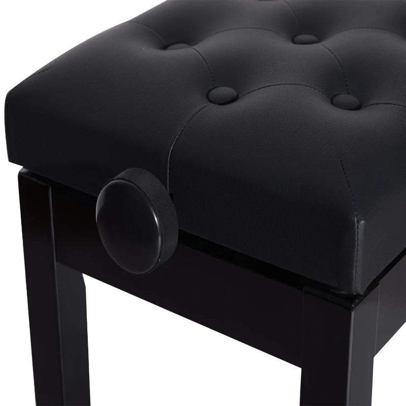 HOMCOM Faux Leather Piano Stool Height Adjustable Keyboard Bench Dressing Table Seat 64(L) x 35(W) x 45/55(H)cm,Black