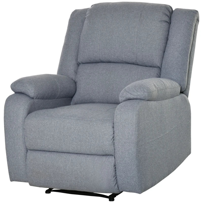 HOMCOM Recliner Chair, Lounger with Reclining Function, TV Armchair with Linen Look, Reclining Chair up to 150 kg Load Capacity, for Living Room, Steel, Dark Gray 90 x 96 x 98 cm