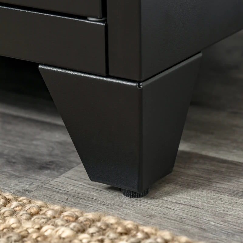 HOMCOM Nightstand, Side Table with Adjustable Shelf, Door, Bedside Table for Bedroom, Living Room, Metal, Black, 50 x 40 x 47.5 cm