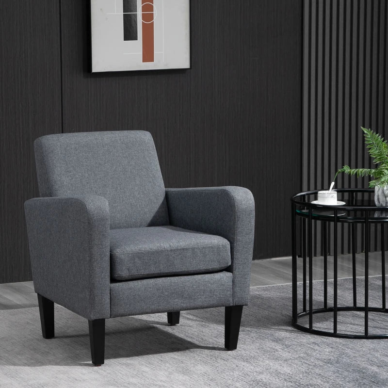 HOMCOM Modern Fabric Accent Chiar Club Armchair Sofa with Padded Seat,Light Grey