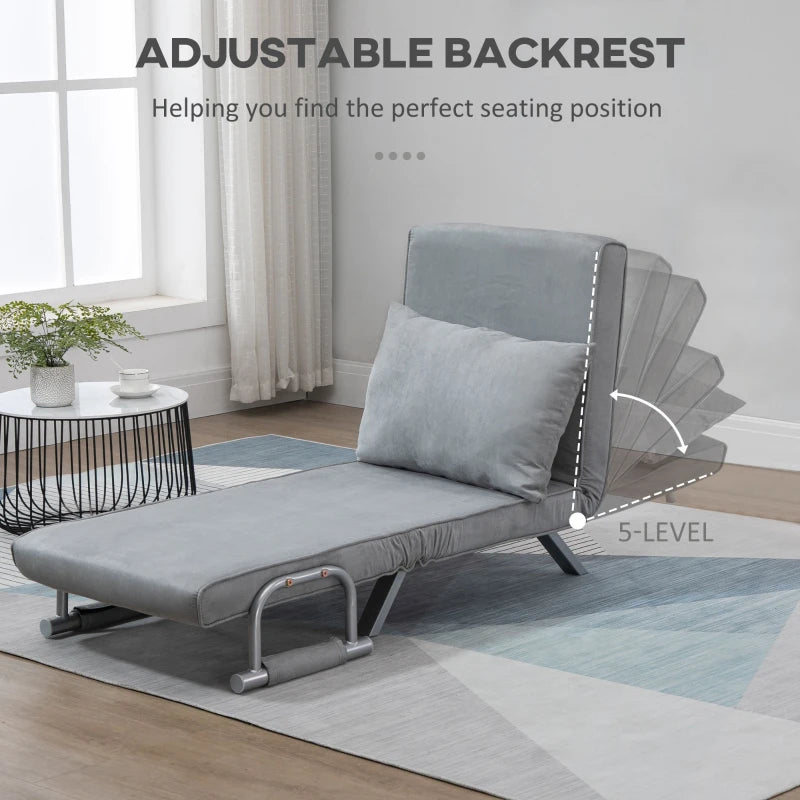 HOMCOM Single Sofa Bed Armchair Sofa Bed Guest Sleeper with Pillow for Home Office