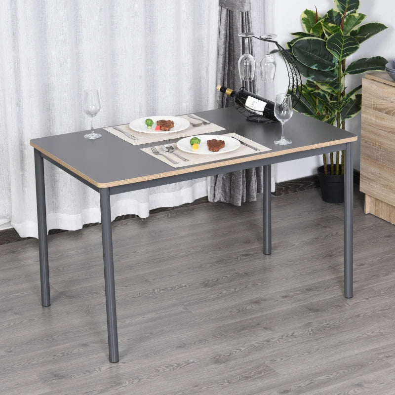 HOMCOM Dining Table, Kitchen Table with Steel Frame for 4 People，Minimum Style Small Working Desk for Living Room, Grey