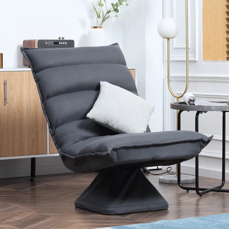 HOMCOM Chair, Swivel Seat, Tilted Backrest, Soft Padding, Breathable Cover, Dark Gray, 62 x 70 x 95cm