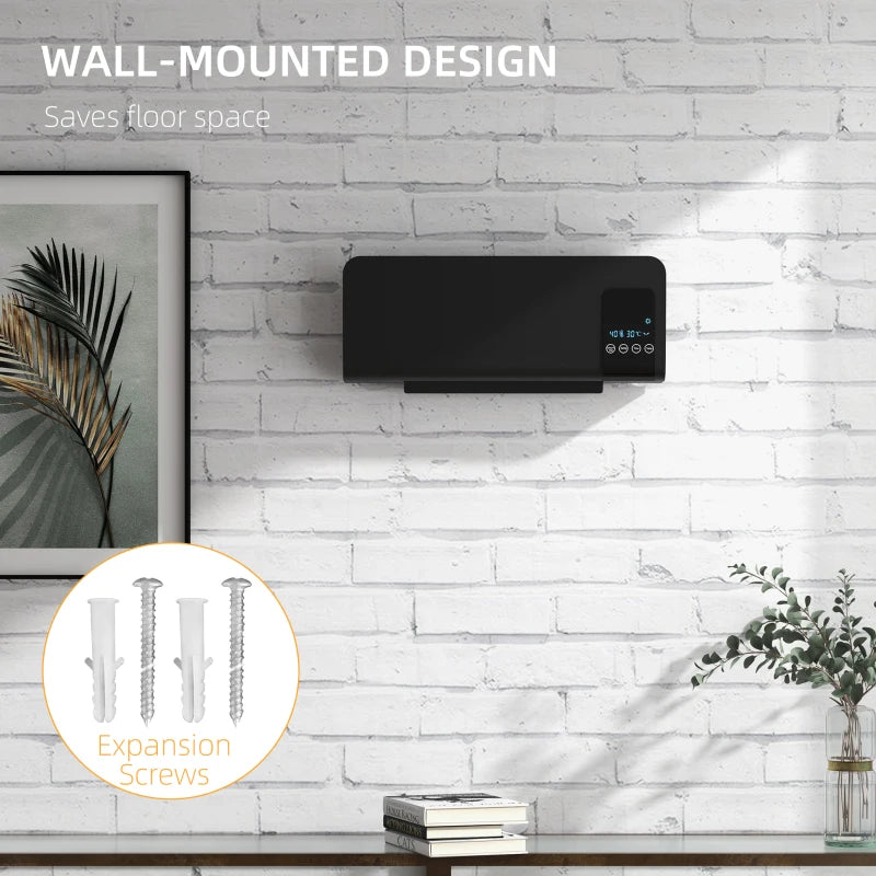 HOMCOM 2kW Wall-Mounted Heater, 18-45°C Temperature - Black