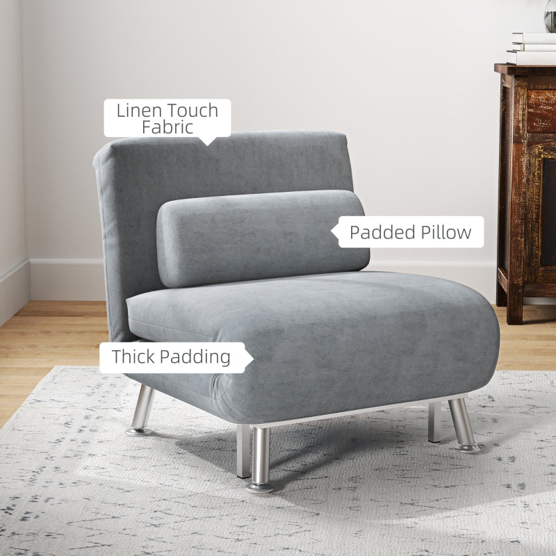 HOMCOM Adjustable Back Futon Sofa Chair - Grey