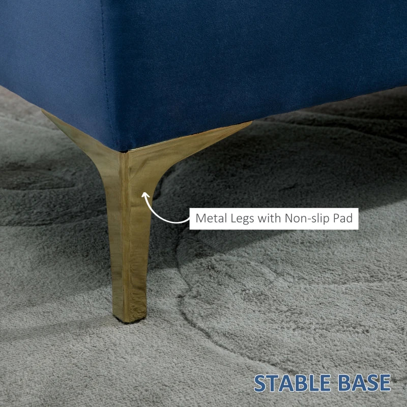 HOMCOM End of Bed Bench, Upholstered Bench Seat, Entryway Shoe Bench with Button Tufted for Bedroom, Blue