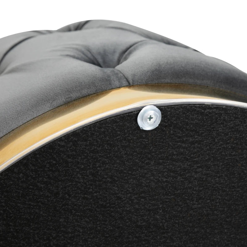 HOMCOM Round Velvet-Touch Storage Stool Ottoman Button Tufted Footrest with Removable Lid