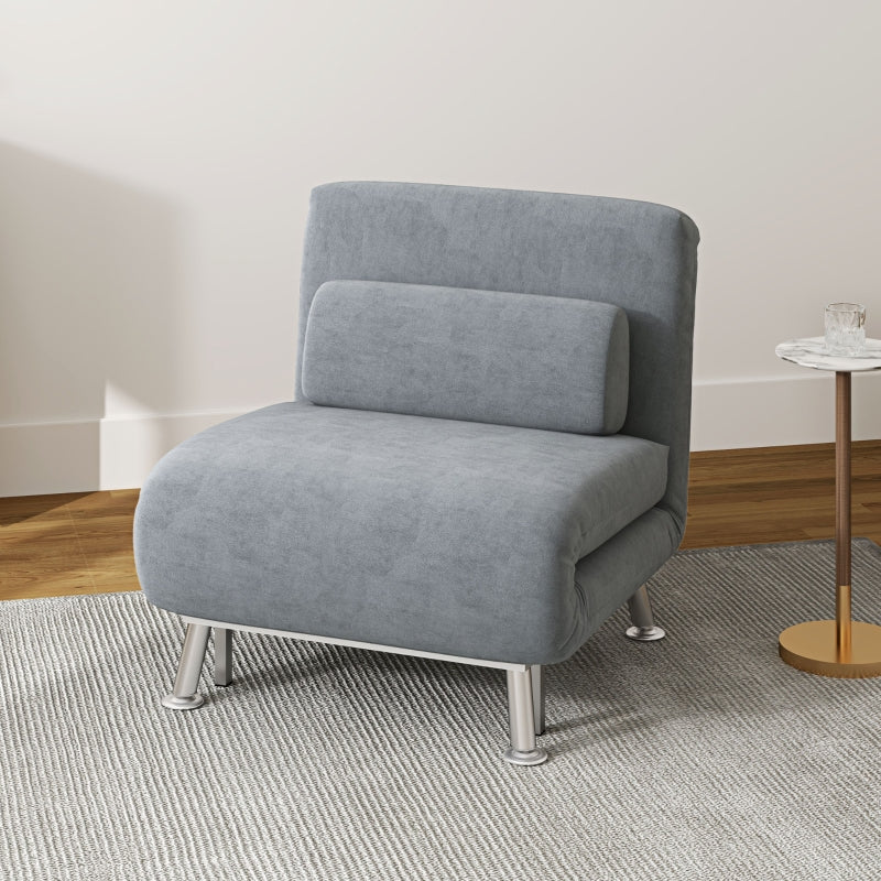 HOMCOM Adjustable Back Futon Sofa Chair - Grey