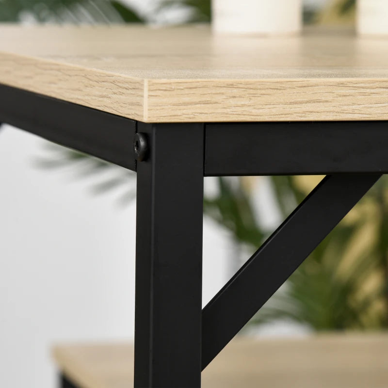 HOMCOM 5-Piece Modern Industrial Dining Table Furniture Set with 4 Stools & Steel Legs for Dining Room, Kitchen, Dinette, Oak