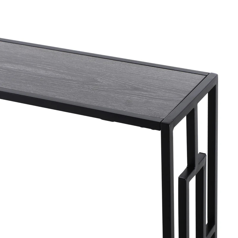 HOMCOM Industrial Console Table with Storage Shelf, Narrow Hallway Dressing Desk with Metal Frame for Living Room, Bedroom, Grey and Black