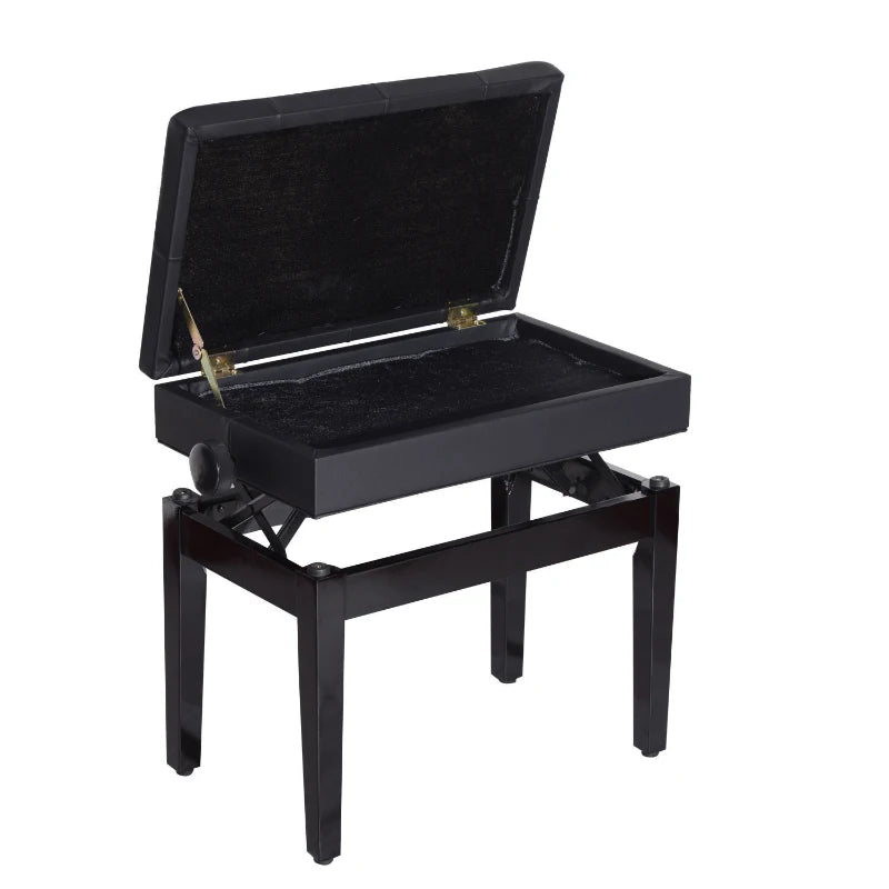 HOMCOM Piano Bench Piano Chair Piano Bench Dressing Bench Stool with Storage Space Adjustable Height 54.5 x 33 x 48-58 cm