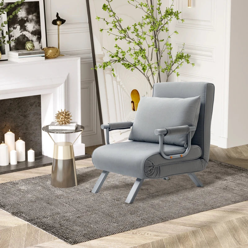 HOMCOM Single Sofa Bed Armchair Sofa Bed Guest Sleeper with Pillow for Home Office