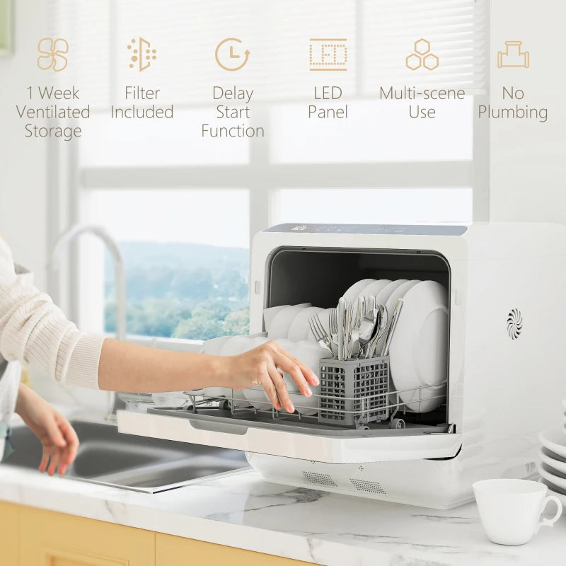 HOMCOM Multi-Program 6L Tabletop Dishwasher
