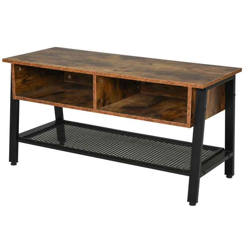 HOMCOM TV Stand for TVs up to 45 Inches, Industrial TV Table with Open Shelves for Living Room, 50.5 x 100 x 40 cm, Brown