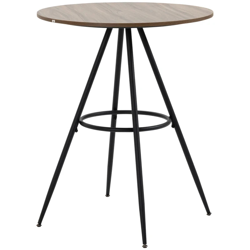 HOMCOM Round Bar Table with Fixed Tabletop and Steel Legs, Circular Cocktail Table for Dining Room, Home Bar