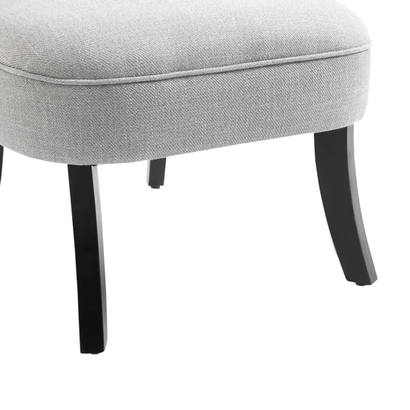 HOMCOM Single Sofa Home Living Room Fabric Solid Wood Leg Upholstered Dining Chair W/ Pillow-Grey