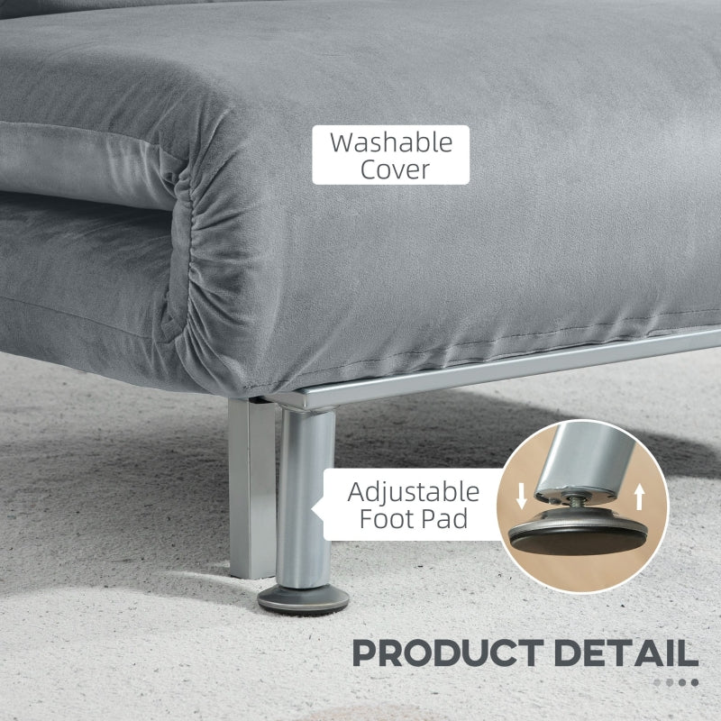 HOMCOM Adjustable Back Futon Sofa Chair - Grey