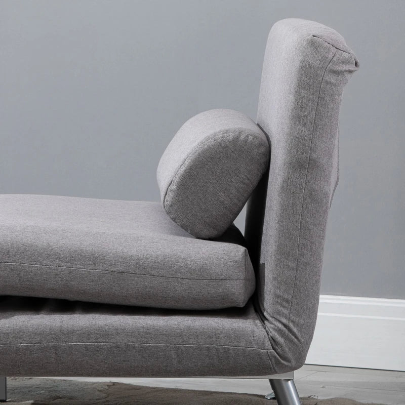 HOMCOM Linen Upholstered Elevated Single Sofa Bed Grey