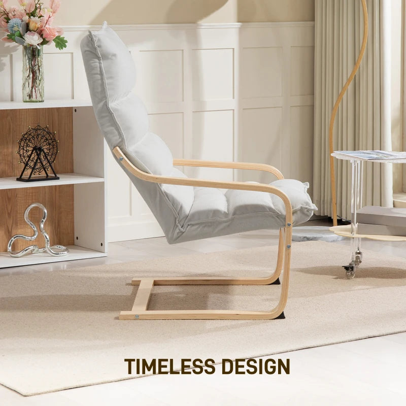 HOMCOM Lounge Chair Modern Leisure Chair Bedroom Chair with Curved Armrests, Cushions, 67 x 83 x 105 cm, Cream