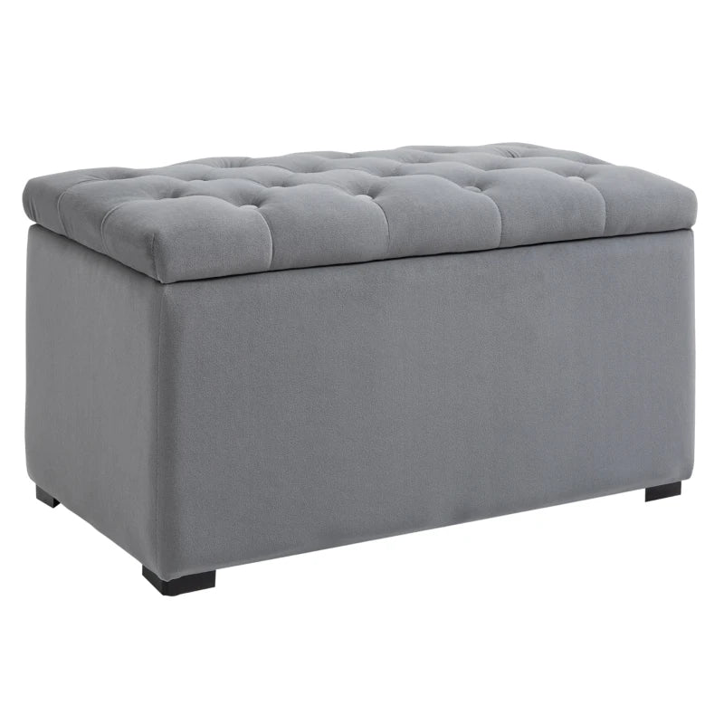 HOMCOM 3-piece storage set, 2 x ottomans, padded storage bench, footstool, storage box, footrest, holds up to 130 kg, microfiber fabric, foam, 75 x 40 x 42 cm, Light Gray