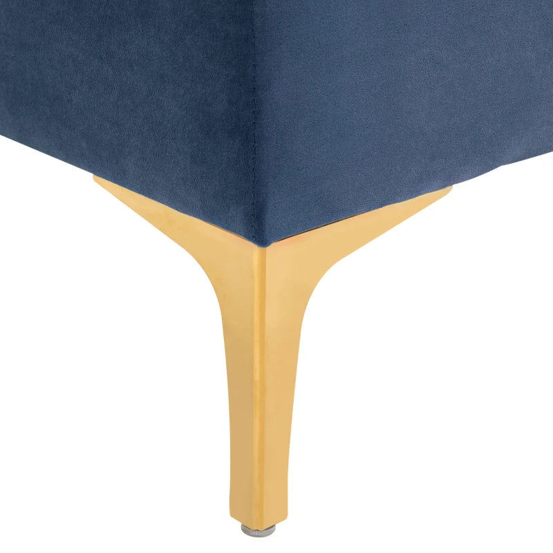 HOMCOM End of Bed Bench, Upholstered Bench Seat, Entryway Shoe Bench with Button Tufted for Bedroom, Blue