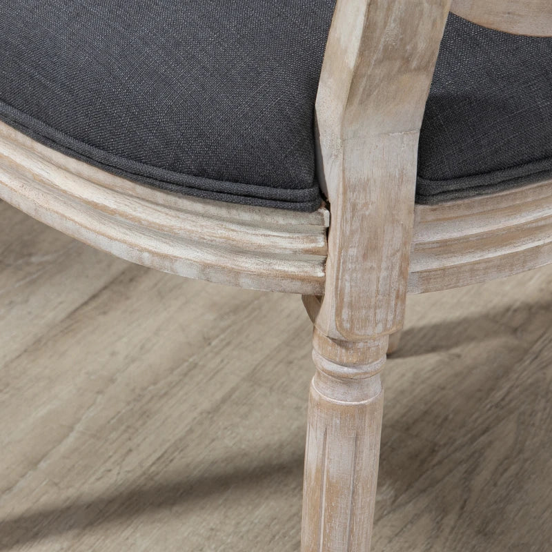 HOMCOM Set of 2 Dining Chairs - Louis XVI Style Medallion Living Room Chair - Solid Carved, Patinated Wood