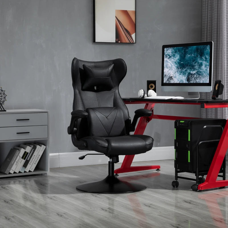 Vinsetto Swivel Video Game Chair Rocker Racing Style Office lesuire Chair Ergonomic Rocking Office Chair with Pedestal Base, Adjustable Armrest and Headrest