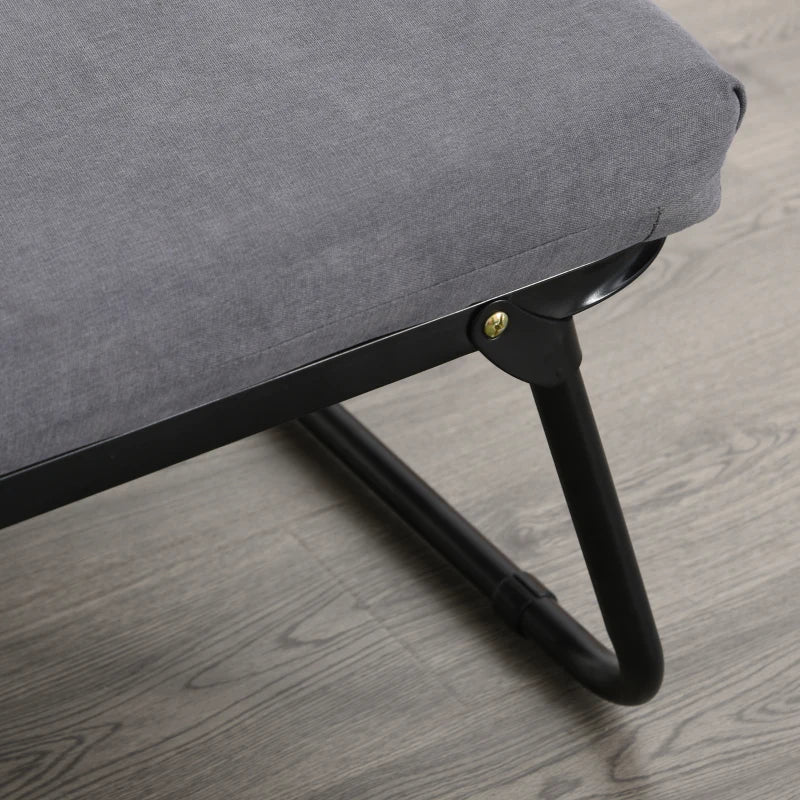 HOMCOM 2 In 1 Folding Sofa Bed Home Lounge Cot Guest Stool w/ Thick Padded Sponge Grey Removable and washable