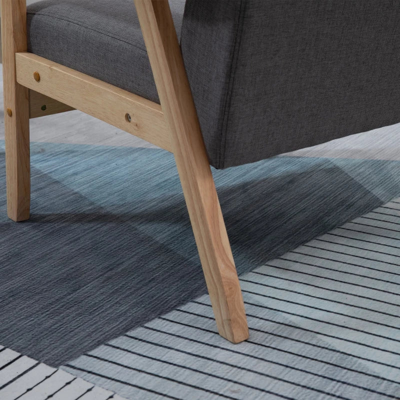 HOMCOM Minimalistic Wooden Frame Accent Chair, with Padded Seat