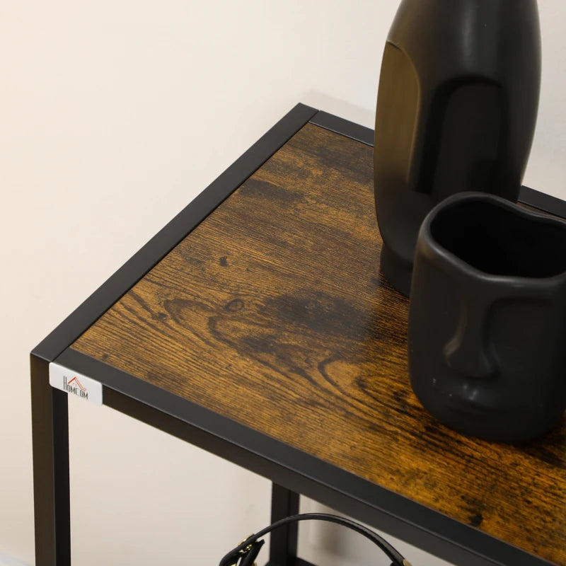 HOMCOM Shelf, Console Table, Industrial Design, 4 Shelves, Steel Frame, 99.6 x 33.6 x 74 cm