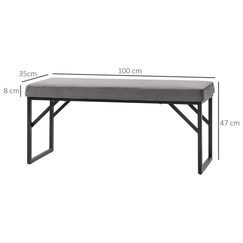 HOMCOM Upholstered Bench with Cushion, Shoe Bench, Hallway Bench, incl. Padding, Dark Gray + Black
