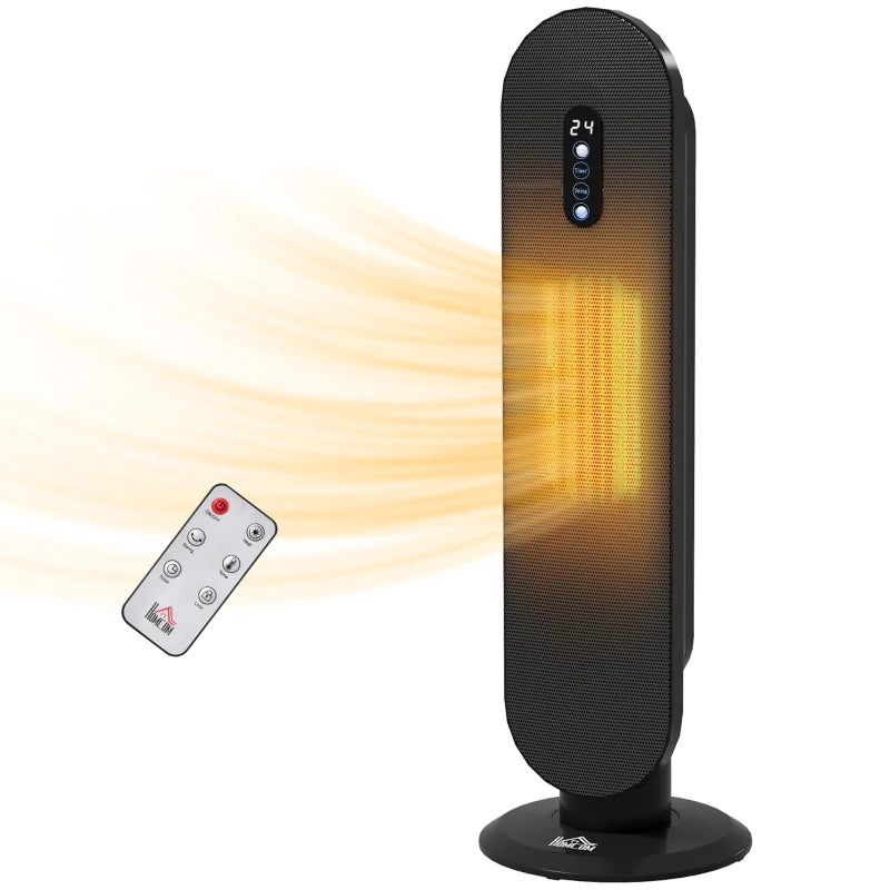 HOMCOM 45° Oscillating Ceramic Space Heater, with Remote - Black