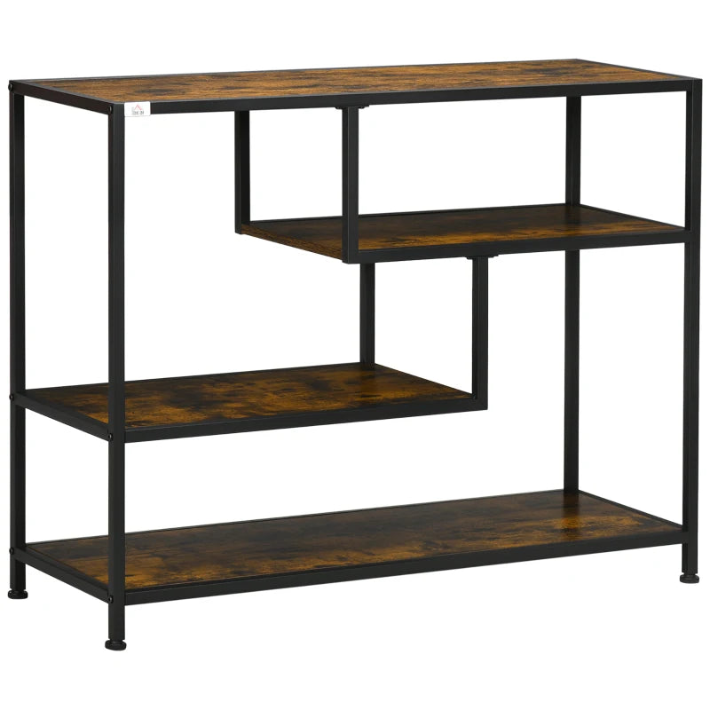 HOMCOM Shelf, Console Table, Industrial Design, 4 Shelves, Steel Frame, 99.6 x 33.6 x 74 cm