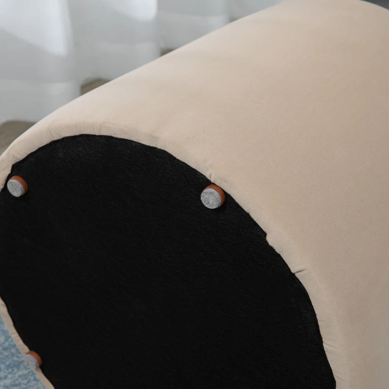 HOMCOM 2-in-1 Ottoman in Velvet-Like Fabric with Storage and Removable Lid Φ44 cm x 47.5 cm Beige