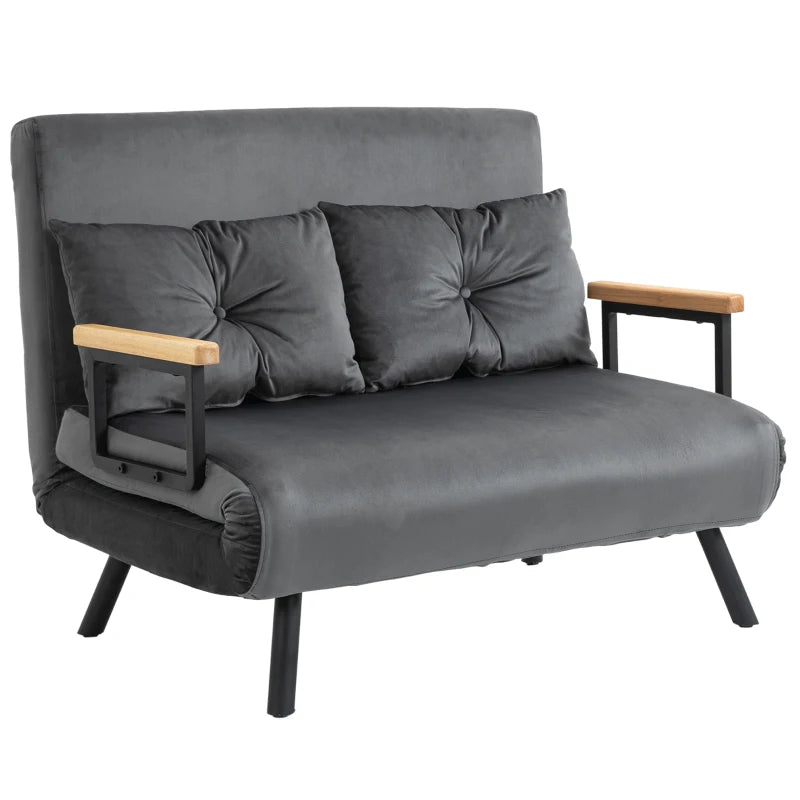 HOMCOM 2-seater convertible sofa bed with adjustable backrest in 5 levels and 2 padded cushions for living room, guest room