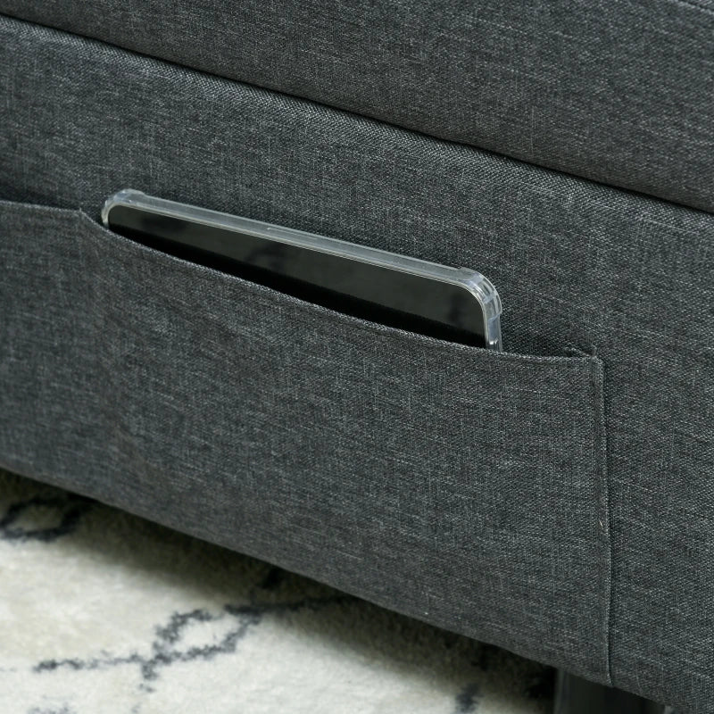 HOMCOM Reclining Chair Sleeper Chair 3-in-1 Chair, Linen Look, including Pillow, 65.5 cm x 104 cm x 81 cm, Dark Gray