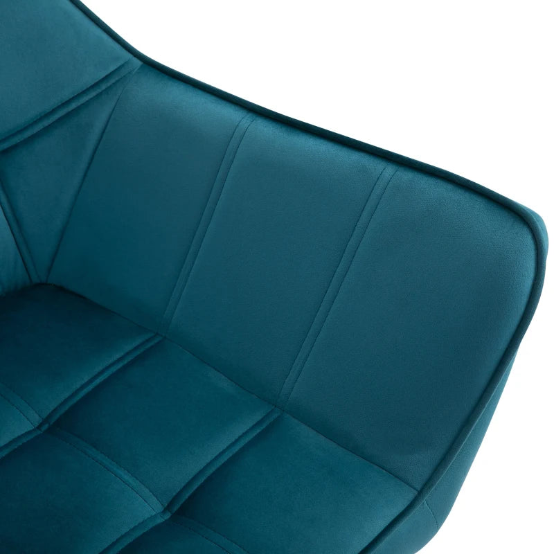 HOMCOM Blue Accent Chair, Velvet, Luxury Iron Frame for Bedroom/Living room