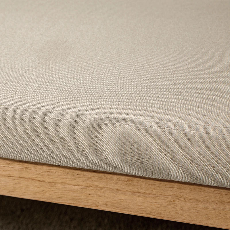 HOMCOM Linen-Look End of Bed Bench with Rattan Armrests and Solid Wood Frame 120 x 38 x 61.5 cm Beige