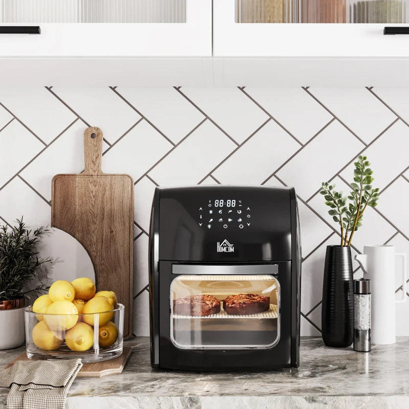 HOMCOM 1800W 8 in 1 Multifunctional Digital Air Fryer Oven with Roast, Broil, Bake, Dehydrate, Air Fry, 8 Presets, Rapid Air Circulation and 60-Minute Timer, 12L, Black