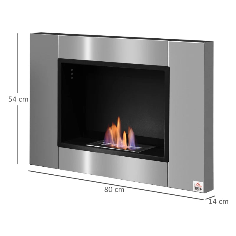 HOMCOM Wall Fireplace Ethanol Fireplace Ventless Real Flame 1.5L Burner