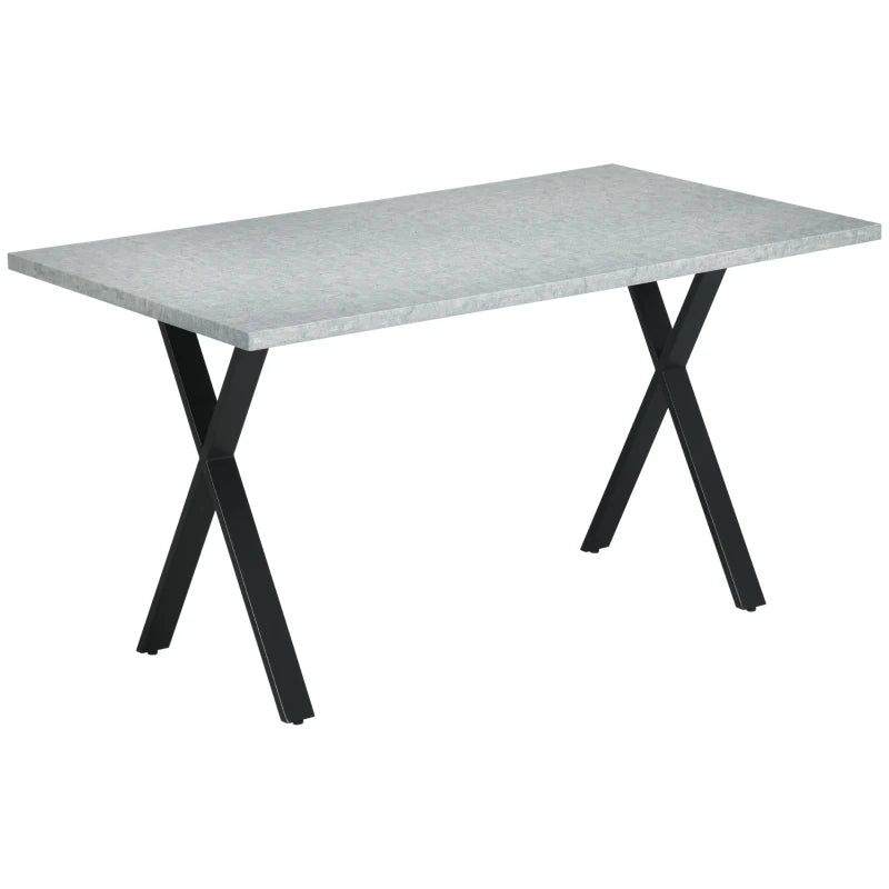 HOMCOM Dining Table, Kitchen Table, Stone Effect Tabletop, Steel Legs, 140 x 80 x 76 cm