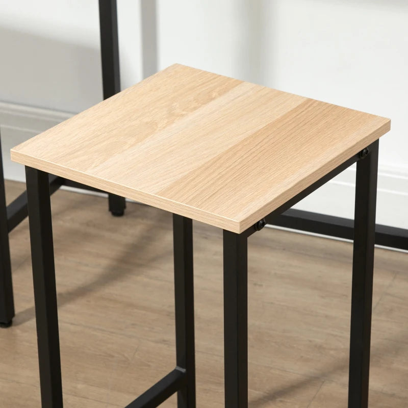 HOMCOM Bar Table Set in Industrial Design, 3-Piece, 1 Table, 2 Stools, Black + Natural