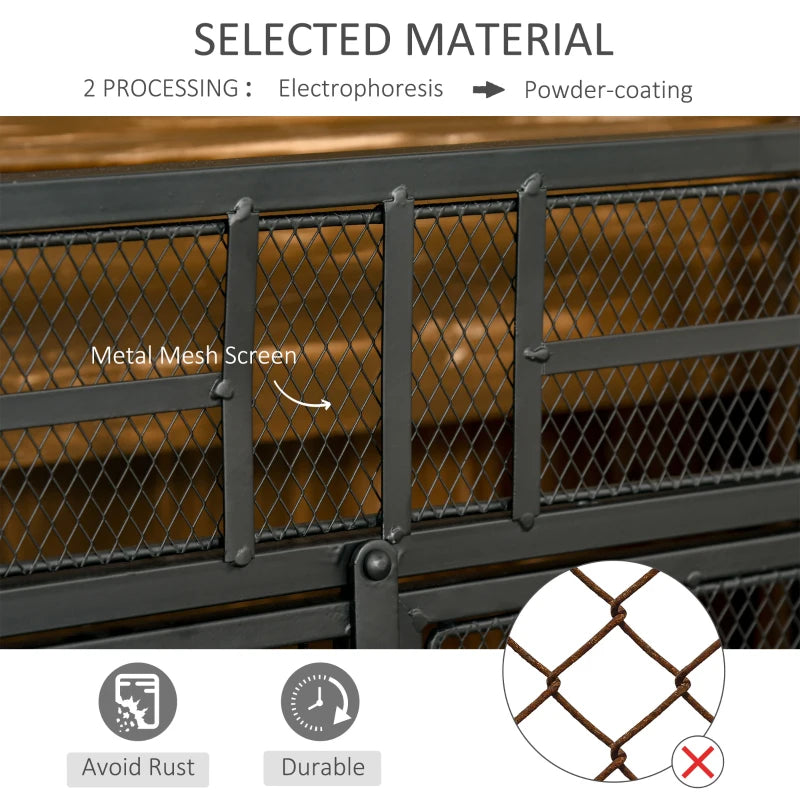 HOMCOM 3-Panel Folding Fireplace Screen with Door, Freestanding Spark Guard, Metal Mesh Fireguard, Black