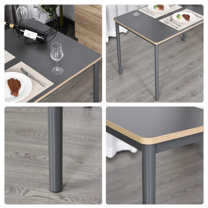 HOMCOM Dining Table, Kitchen Table with Steel Frame for 4 People，Minimum Style Small Working Desk for Living Room, Grey